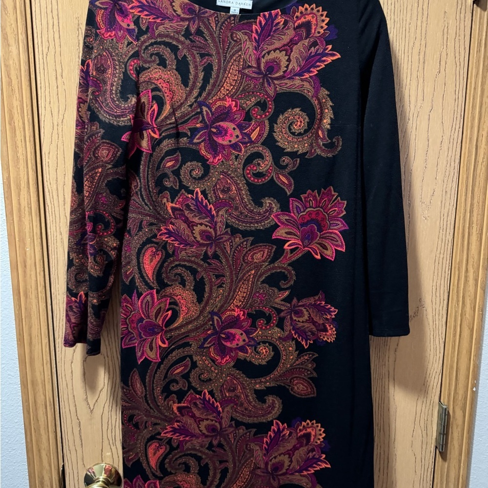 Elegant Black and red Paisley Dress